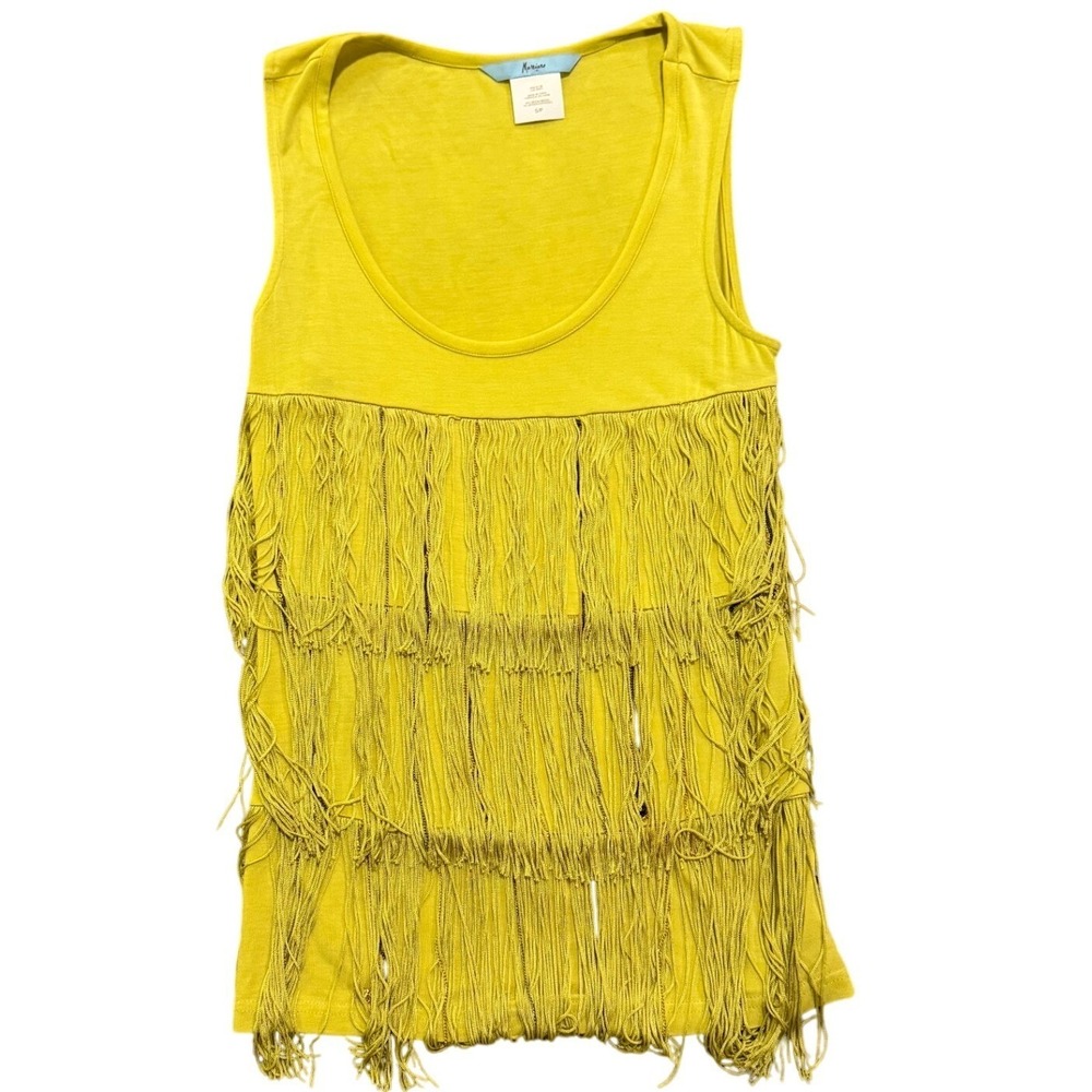 Fringe Yellow Marciano Tank Top S Boho Chic Statement Piece‎